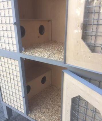 Qәfәs eni-0,75 sm. uzunluğu-1,50 sm. hündürlüyü-1,85 sm. havalandırma.